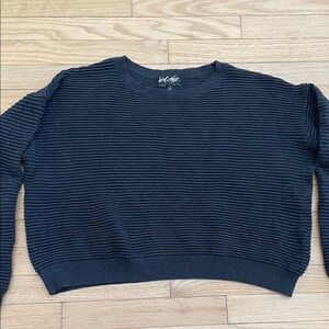 Lord & Taylor Black Ribbed Crew Neck Sweater